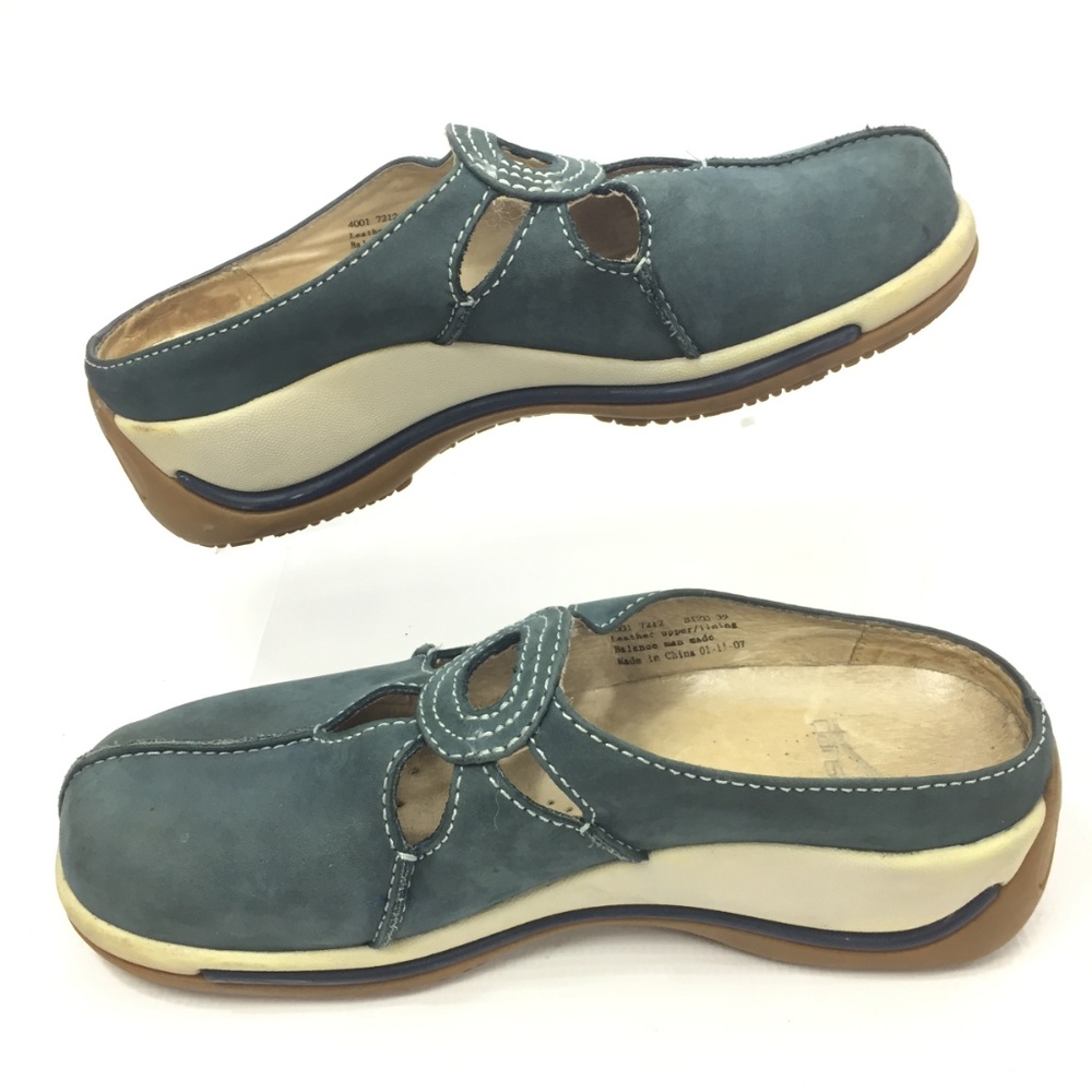 DANSKO Blue Suede Mules Clogs Floral 9 / 39 - Picture 7 of 8